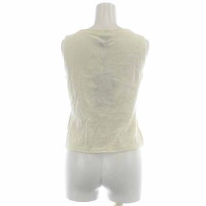 SYBILLA ニット カットソー ノースリーブ ボートネック 花柄 刺繍 L 白 ホワイト マルチカラー