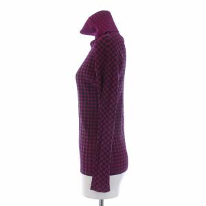 PLEATS PLEASE ISSEY MIYAKE イッセイミヤケ プリーツ カットソー 長袖 千鳥格子 ハイネック 3 L 紫 黒 パープル ブラック
