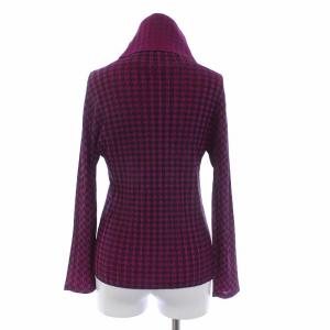 PLEATS PLEASE ISSEY MIYAKE イッセイミヤケ プリーツ カットソー 長袖 千鳥格子 ハイネック 3 L 紫 黒 パープル ブラック