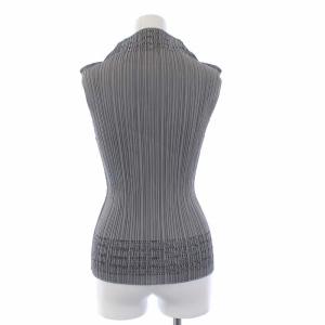PLEATS PLEASE ISSEY MIYAKE イッセイミヤケ プリーツ カットソー ノースリーブ ハイネック プリント 3 L グレー