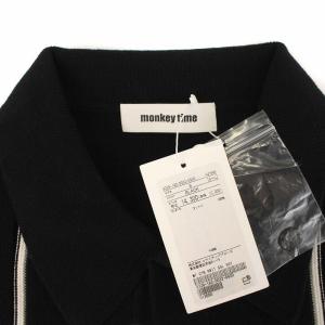 MONKEY TIME COTTON KNIT SSL SHIRT ニット ポロシャツ 半袖 ストライプ S 黒 ブラック タグ付き