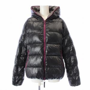 ダウンジャケット ジップアップ 44 XL 黒 ブラック 紫 パープル