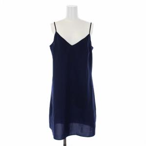 TORY BURCH ワンピース 半袖 ひざ丈 総柄 絹 シルク100％ 4 XL 青 紺 ブルー ネイビー