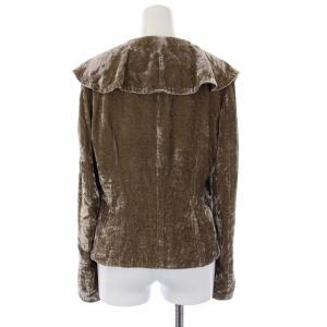 Max Mara ベロアジャケット フリル ショート丈 40 M 茶 ブラウン