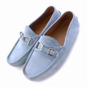 ドライビングシューズ ローファー モカシン スエード 8E 27cm 水色 ライトブルー