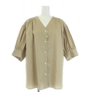 ブラウス シャツ 七分袖 コットン ベージュ