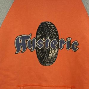 HYSTERIC GLAMOUR パーカー 長袖 裏起毛 ロゴプリント タイヤ FREE グレー オレンジ 2CF-5365