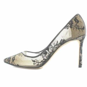 JIMMY CHOO ROMY 85 パンプス ポインテッドトゥ ハイヒール 総レース 38 黒