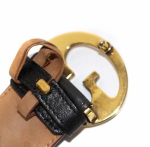 GUCCI GGバックル レザーベルト 革ベルト ゴールド金具 85 34 黒 ブラック 245884