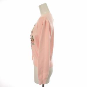 Chesty 21SS カーディガン ニット Vネック 刺繍 花モチーフ ビジュー 長袖 F ピンク 21B101