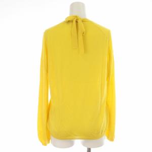 Drawer カシミヤシルクバックリボン ニット カットソー カシミヤ シルク混 Vネック 長袖 2 M 黄色 イエロー