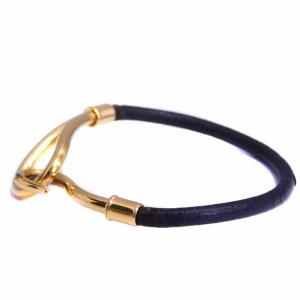 HERMES ジャンボ ブレスレット レザー ゴールド金具 茶 ブラウン