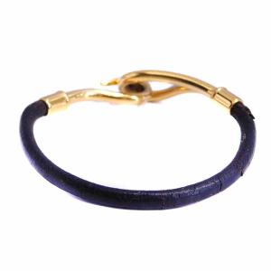 HERMES ジャンボ ブレスレット レザー ゴールド金具 茶 ブラウン