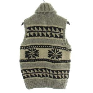 KANATA ベスト ジップアップ ショールカラー ウール 38 M グレー アイボリー