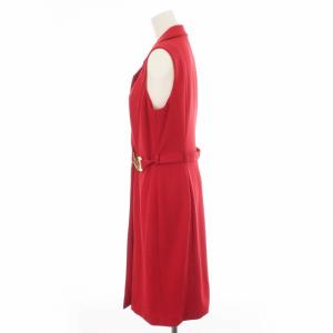 Calvin Klein ワンピース ひざ丈 ノースリーブ Vネック ベルト 10 XL 赤 レッド