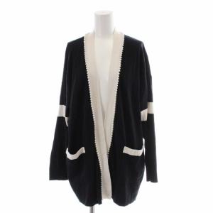 20AW カーディガン ボレロ 長袖 パールライン ビジュー装飾 36 S 黒 ブラック 白 ホワイト