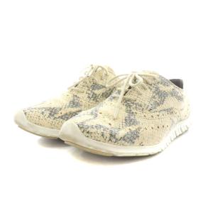 COLE HAAN ZEROGRAND スニーカー シューズ パイソン柄 6.5 23.5cm グレー 白 ホワイト