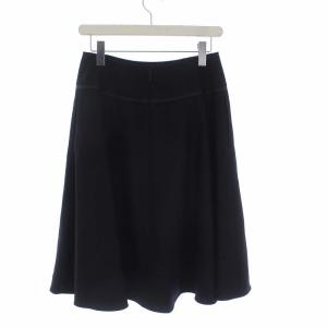 René 22年製 フレアスカート ひざ丈 バックファスナー ウール 34 XS 黒 ブラック