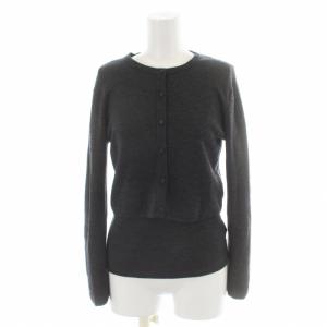 18AW アンサンブルニット カーディガン 長袖 ショート丈 プルオーバー 半袖 ウール シルク混 36 S グレー