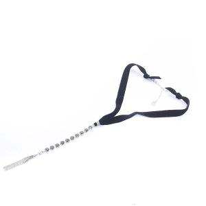 LANVIN COLLECTION  ネックレス ペンダント Y字ネックレス ロング タッセル ベルベットリボン ストーン 黒 ブラック