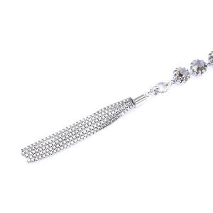 LANVIN COLLECTION  ネックレス ペンダント Y字ネックレス ロング タッセル ベルベットリボン ストーン 黒 ブラック