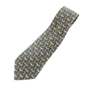 ネクタイ レギュラータイ ココマーク 総柄 絹 シルク 紺 ネイビー 黄 イエロー 白 ホワイト