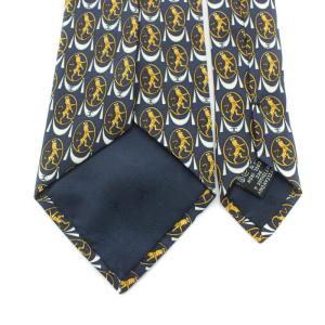 CHANEL ネクタイ レギュラータイ ココマーク 総柄 絹 シルク 紺 ネイビー 黄 イエロー 白 ホワイト