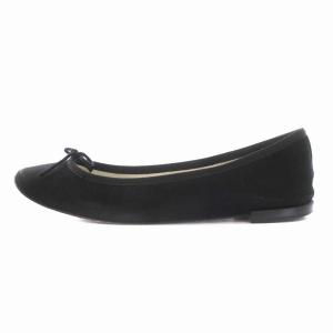 Repetto バレエシューズ フラット パンプス リボン 38.5 24cm 黒 ブラック