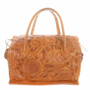 CARVING TRIBES カービングバッグ ハンドバッグ レザー ステッチ サイドリボン 茶 ブラウン