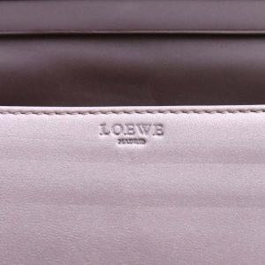 LOEWE 長財布 小銭入れ 二つ折り ラウンドファスナー リボン シープスキン 紫 パープル