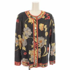 LEONARD FASHION アンサンブル カーディガン ブラウス 花柄 シルク混 L マルチカラー