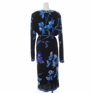 LEONARD PARIS 花柄 カンカン ロングワンピース 44 ブラック マルチカラー