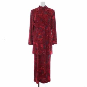 FASHION スーツ セットアップ ペイズリー柄 テーラードジャケット ワンピース L レッド