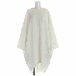 ENFOLD ワンピース ひざ丈 アシンメトリー 長袖 36 S 白 ホワイト