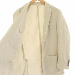 Papas テーラードジャケット メタルボタン 麻混 リネン混 S ベージュ