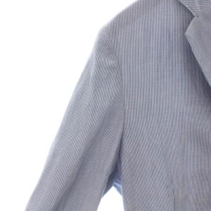 Papas テーラードジャケット ジャケット 長袖 薄手 スリット ストライプ S 白 ホワイト 青 ブルー