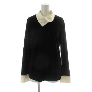 カットソー 長袖 2 M 黒 ブラック 白 ホワイト