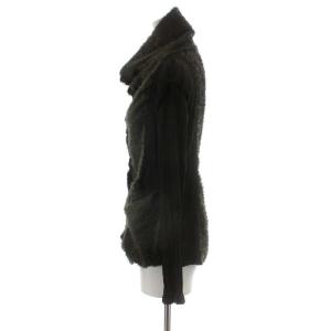 me ISSEY MIYAKE ブラウス シャツ 長袖 切替 ボア プリーツ カーキ