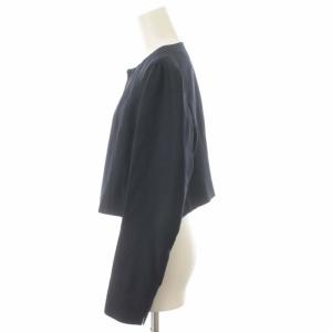 Leilian ノーカラージャケット ボレロ 11 L 紺 ネイビー