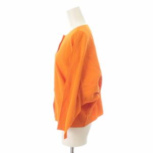 me ISSEY MIYAKE カーディガン ニット プリーツ加工 オーバーサイズ 七分袖 オレンジ
