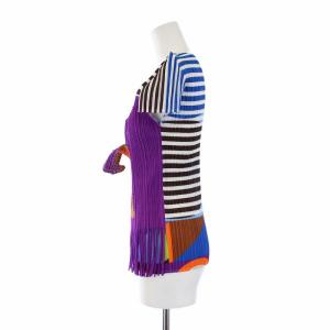 PLEATS PLEASE ISSEY MIYAKE 逆立ち 立体 フリンジ カットソー 半袖 ボーダー プリーツ 3 マルチカラー