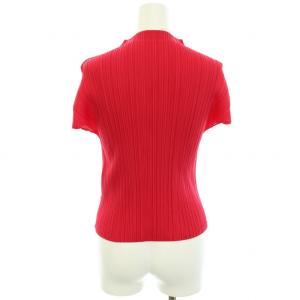 PLEATS PLEASE ISSEY MIYAKE イッセイミヤケ カットソー Tシャツ プリーツ モックネック フレンチスリーブ ストレッチ 3 L ピンク