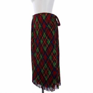 PLEATS PLEASE ISSEY MIYAKE イッセイミヤケ プリーツラップスカート チェック 3 レッド