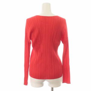 PLEATS PLEASE ISSEY MIYAKE イッセイミヤケ カットソー ブラウス シャツ プリーツ加工 クルーネック プルオーバー 長袖 4 XL 赤 レッド