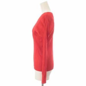 PLEATS PLEASE ISSEY MIYAKE イッセイミヤケ カットソー ブラウス シャツ プリーツ加工 クルーネック プルオーバー 長袖 4 XL 赤 レッド