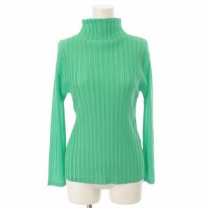 カットソー プリーツ加工 ハイネック 3 緑