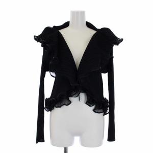 イッセイミヤケ プリーツ フリルカーディガン 長袖 3 黒