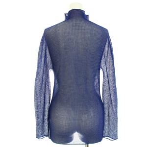 me ISSEY MIYAKE カットソー ワッフルプリーツ シアー シースルー ストレッチ 長袖 青