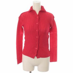 カーディガン シャツ ブラウス ハイネック プリーツ加工 長袖 2 M ピンク