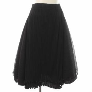 イッセイミヤケ ボリュームスカート イージー 変形 フリル プリーツ加工 ミモレ 1 黒